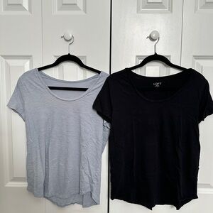 LOFT Women's Short Sleeve Tees in Black and Light Blue
